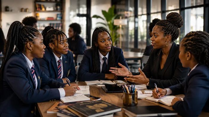 Heritage Academy students in a study session